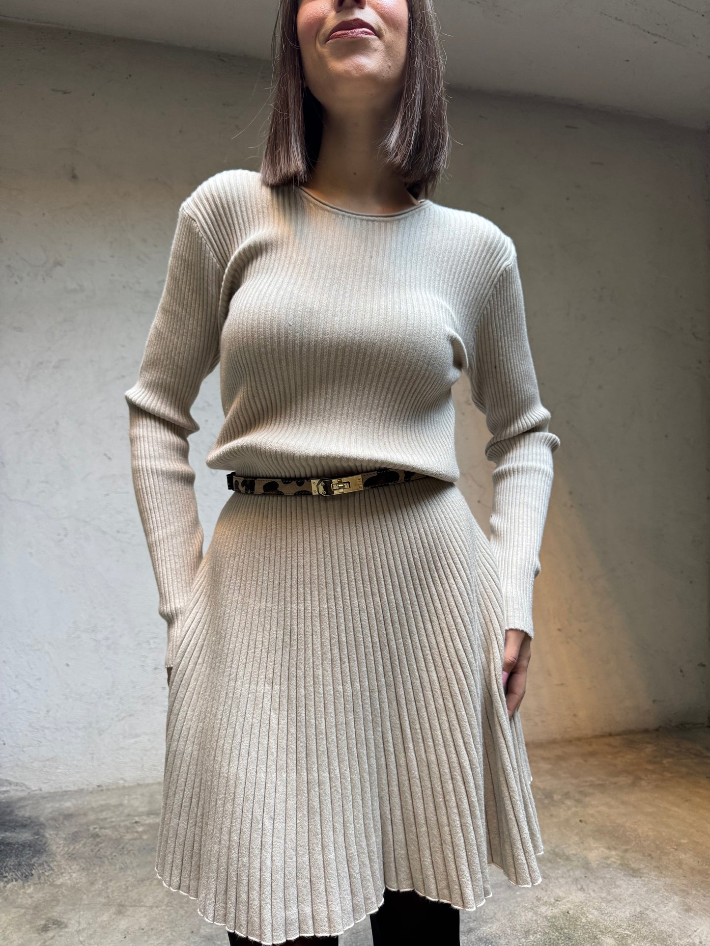 Abito Nina in calda viscosa Tortora