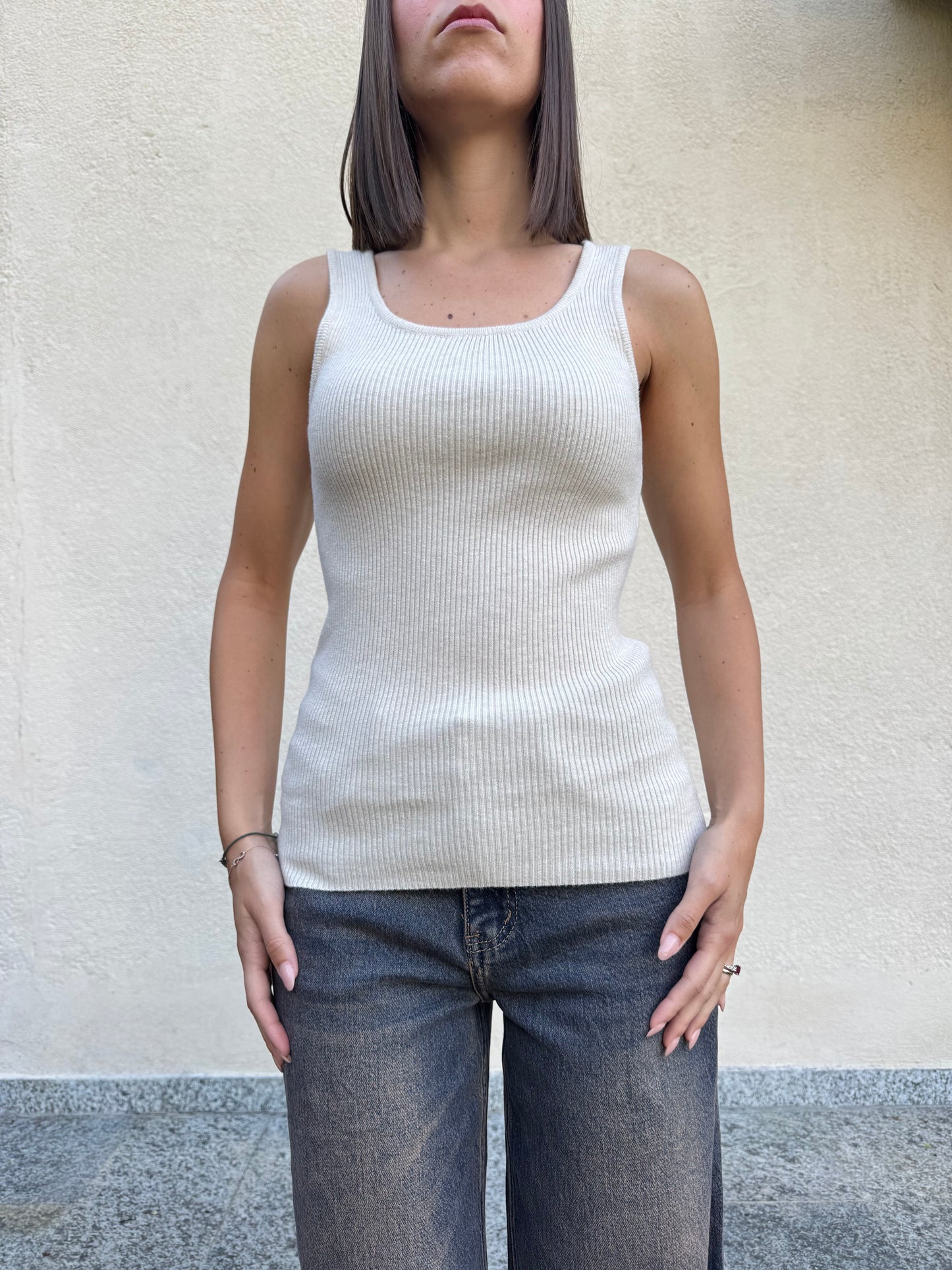 Canotta calda viscosa Beige