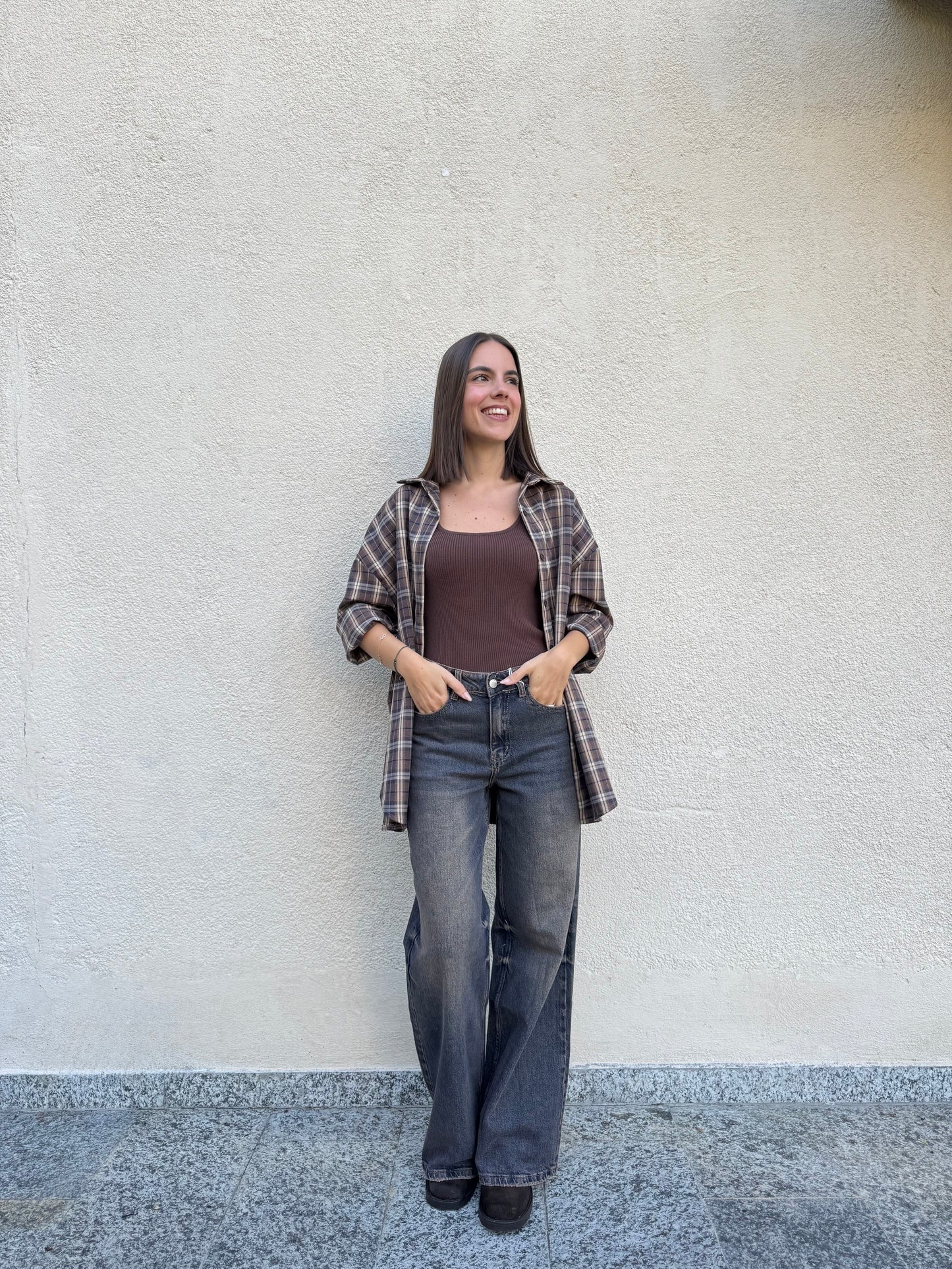 Camicia oversize stampa check a quadri