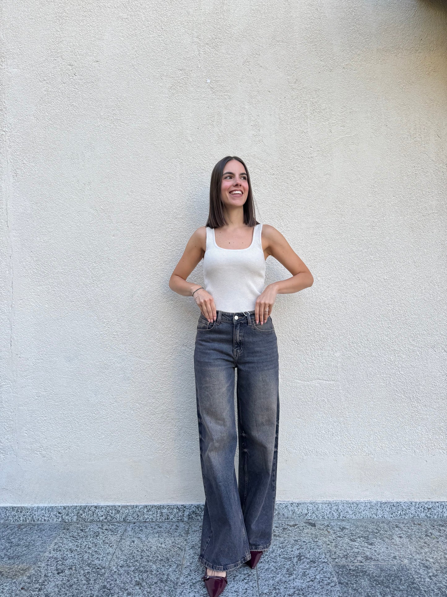 Jeans Wideleg Sabbiato Mon Amour
