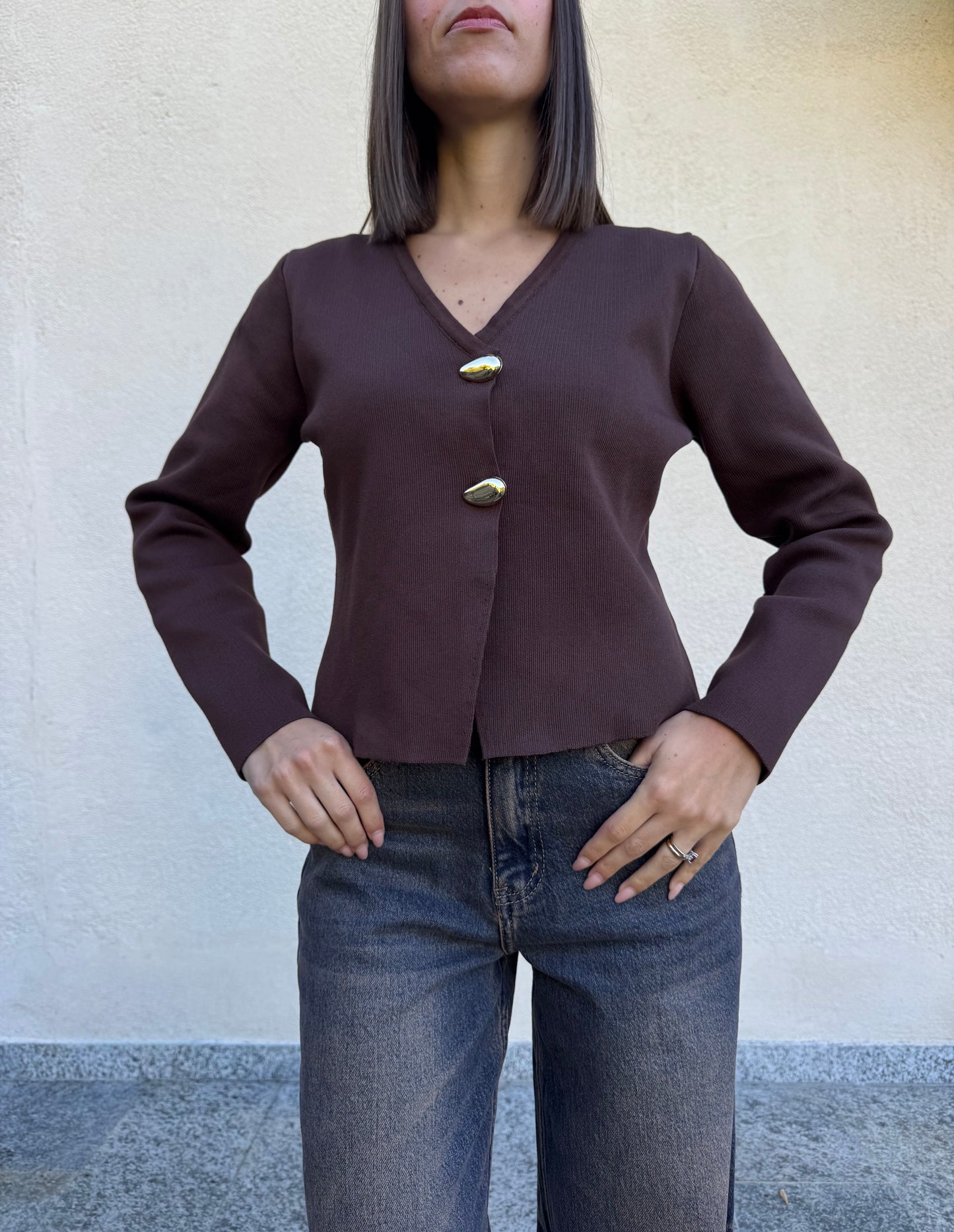 Cardigan gioiello cioccolato