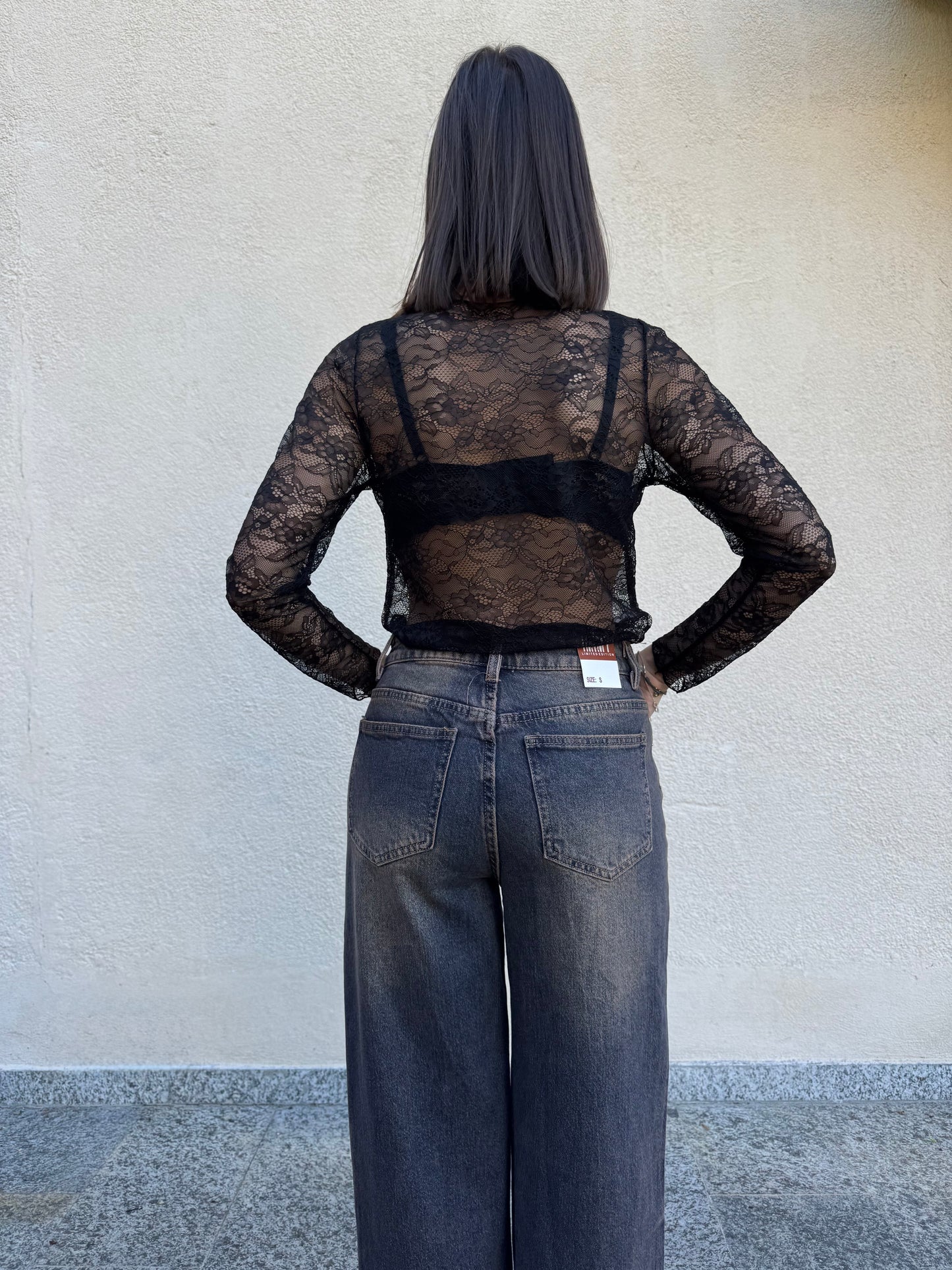Maglia pizzo Nero
