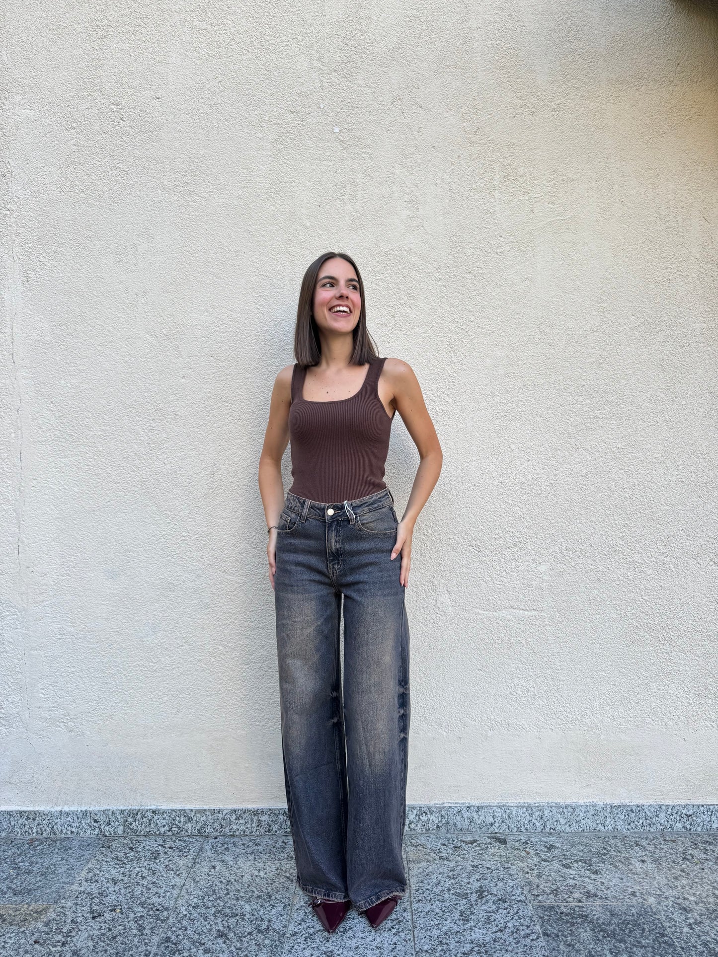 Jeans Wideleg Sabbiato Mon Amour