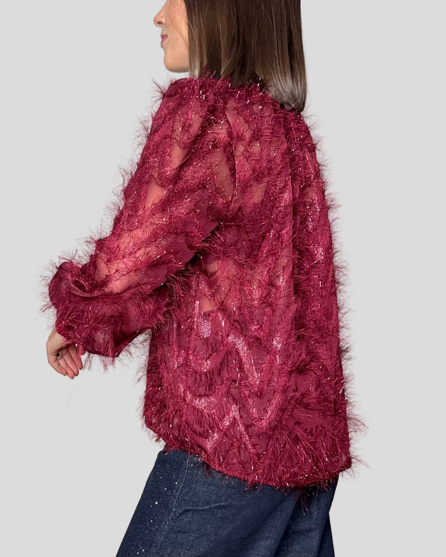 Camicia fru fru lurex Bordeaux