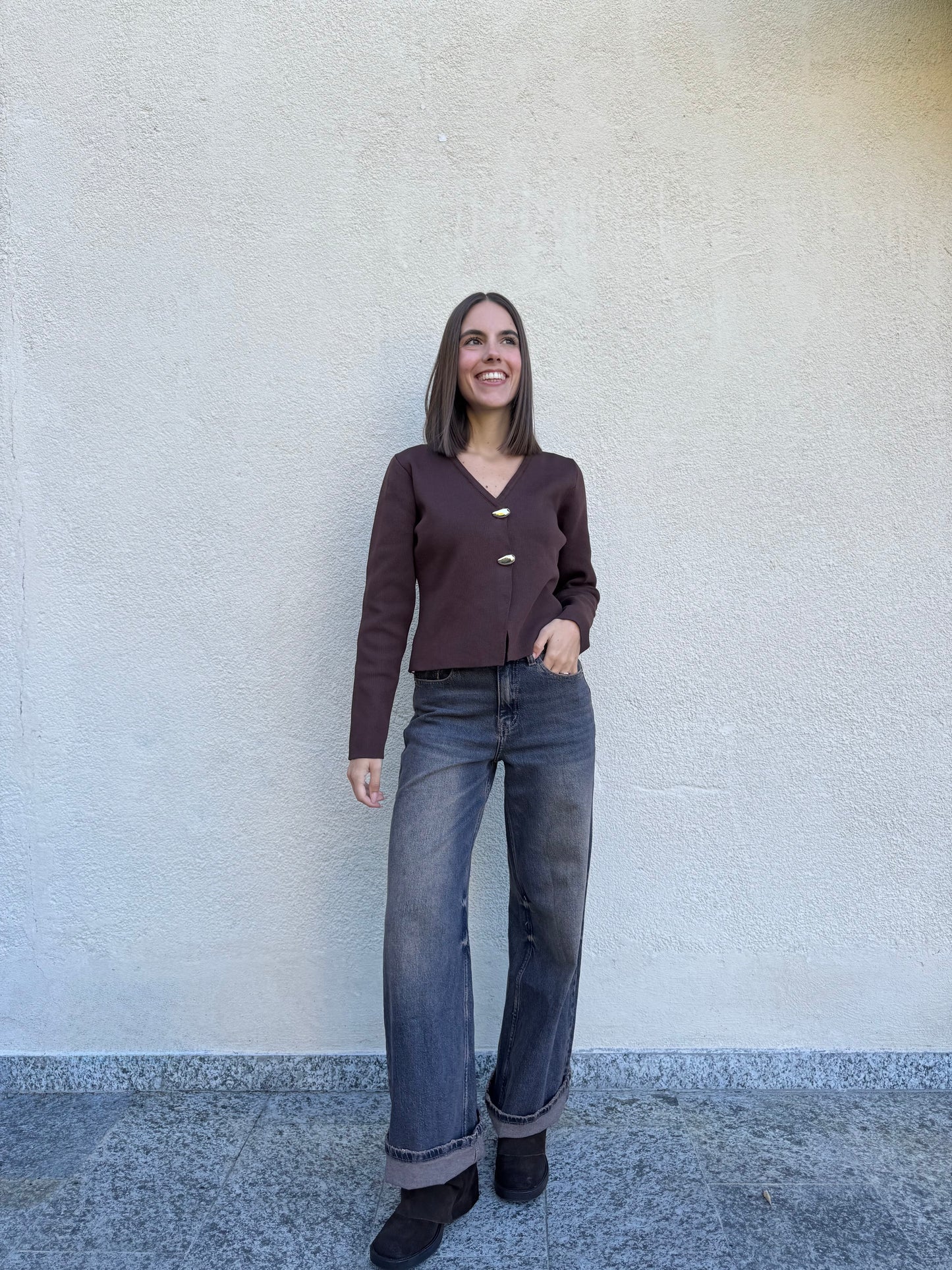 Cardigan gioiello cioccolato