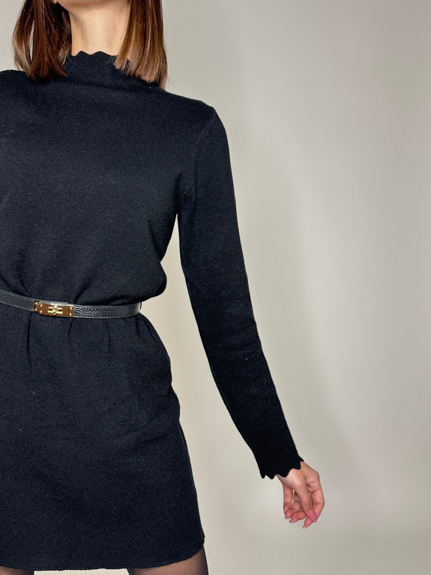 Abito in calda viscosa Zigzag Nero