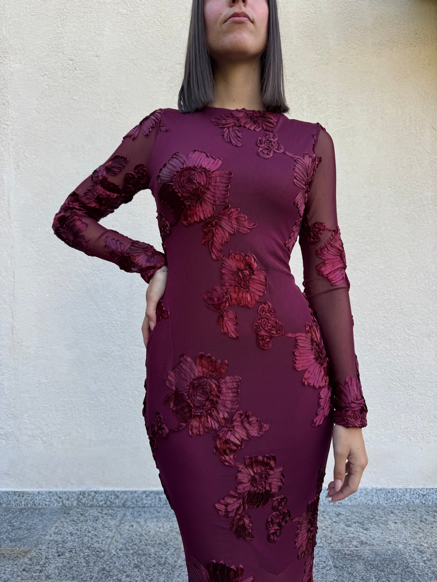 Abito tulle Romantica Bordeaux