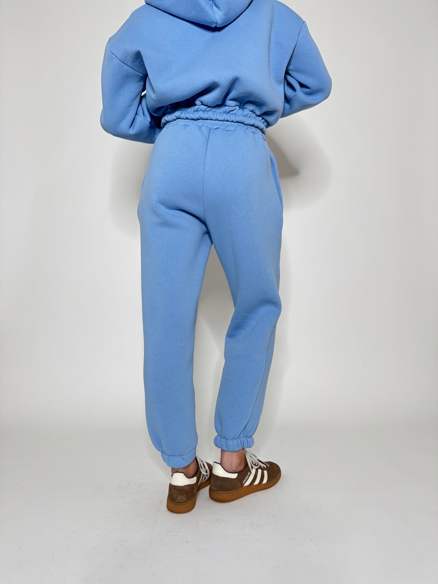 Tuta crop in cotone felpato Celeste