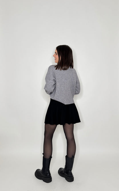 Gonna a pieghe in calda viscosa Nero