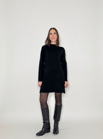 Abito in calda viscosa Zigzag Nero