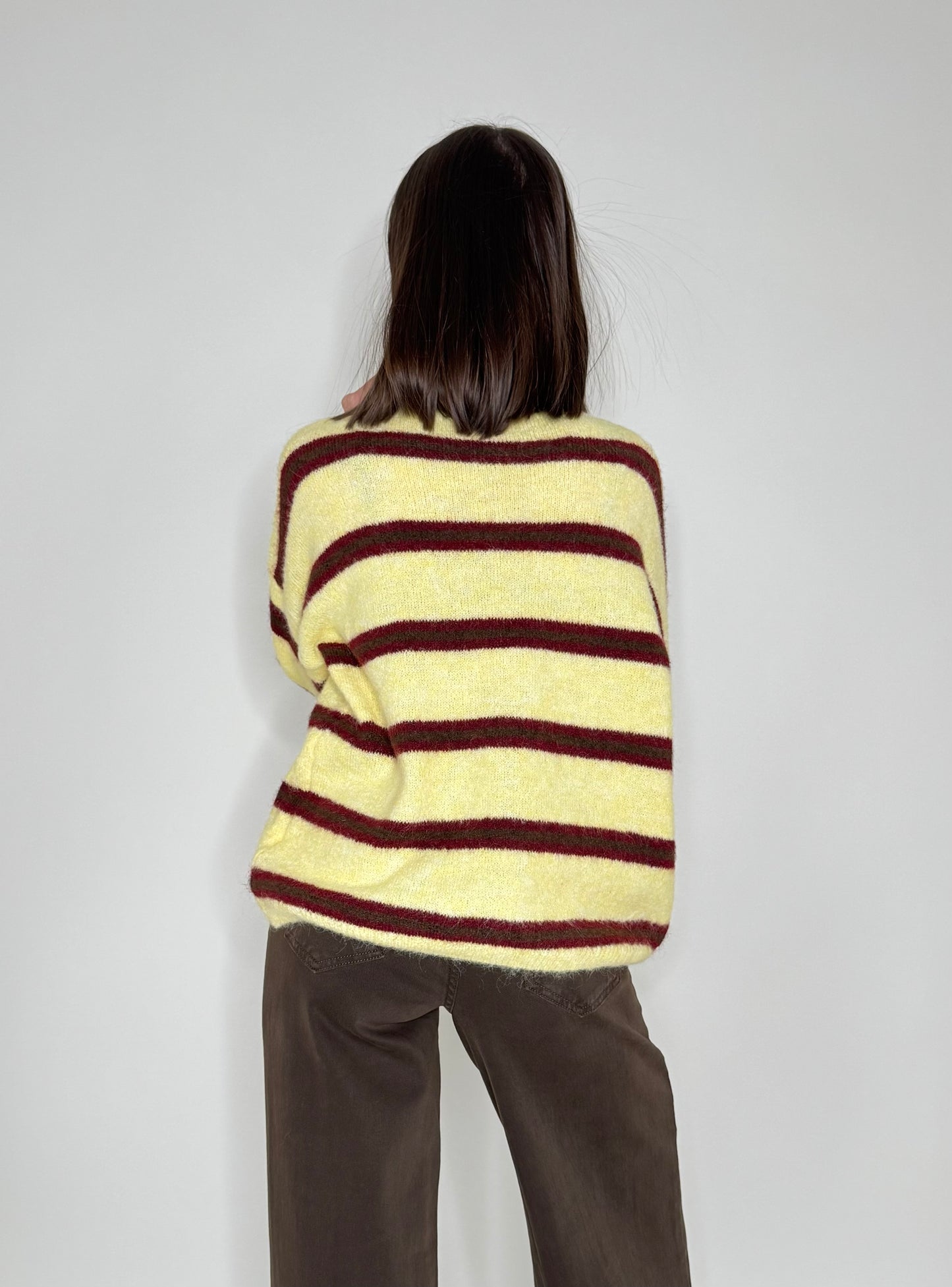 Pullover in misto lana righe giallo