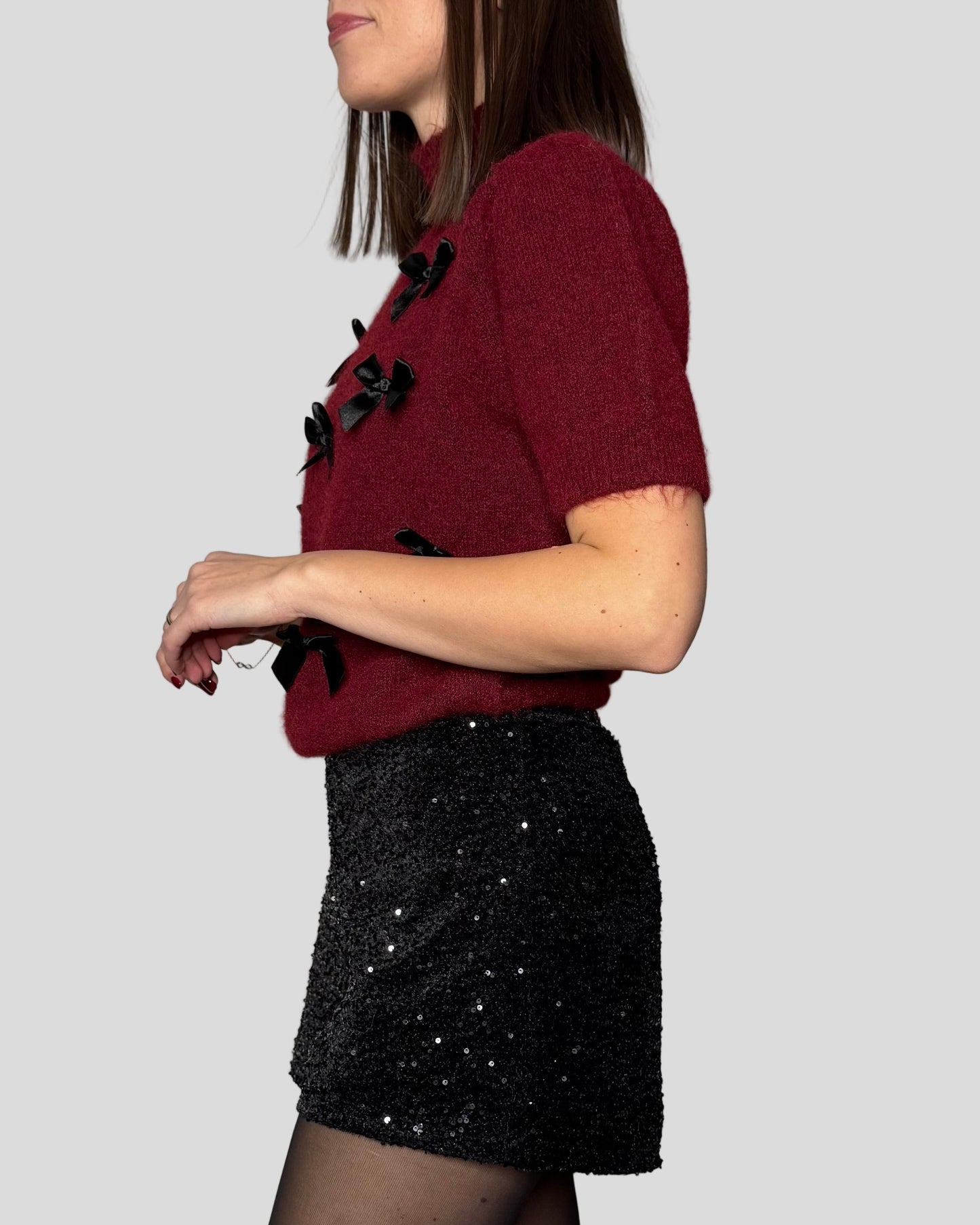 Shorts micro Paillettes Nero