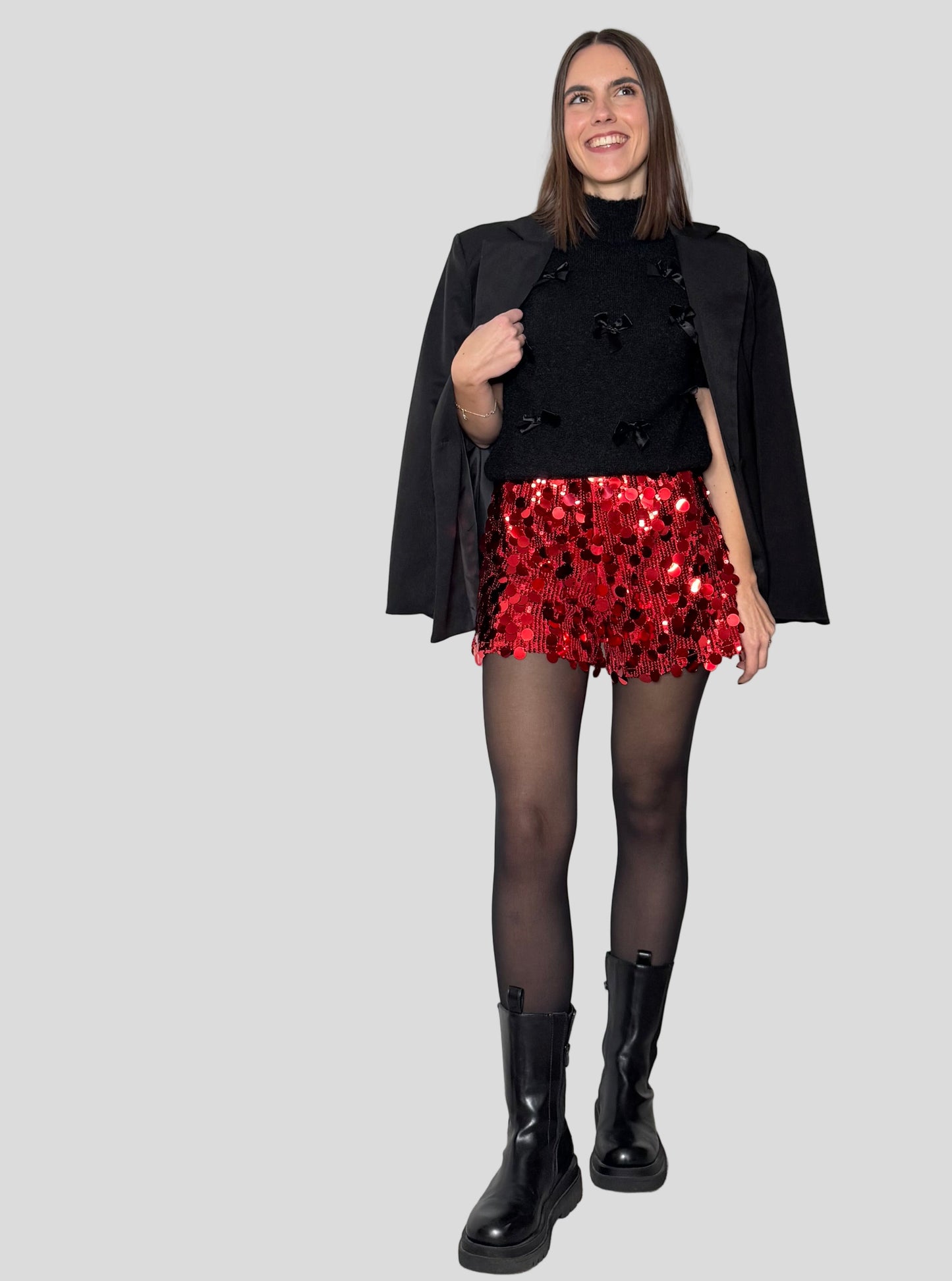 Shorts Paillettes Rosso