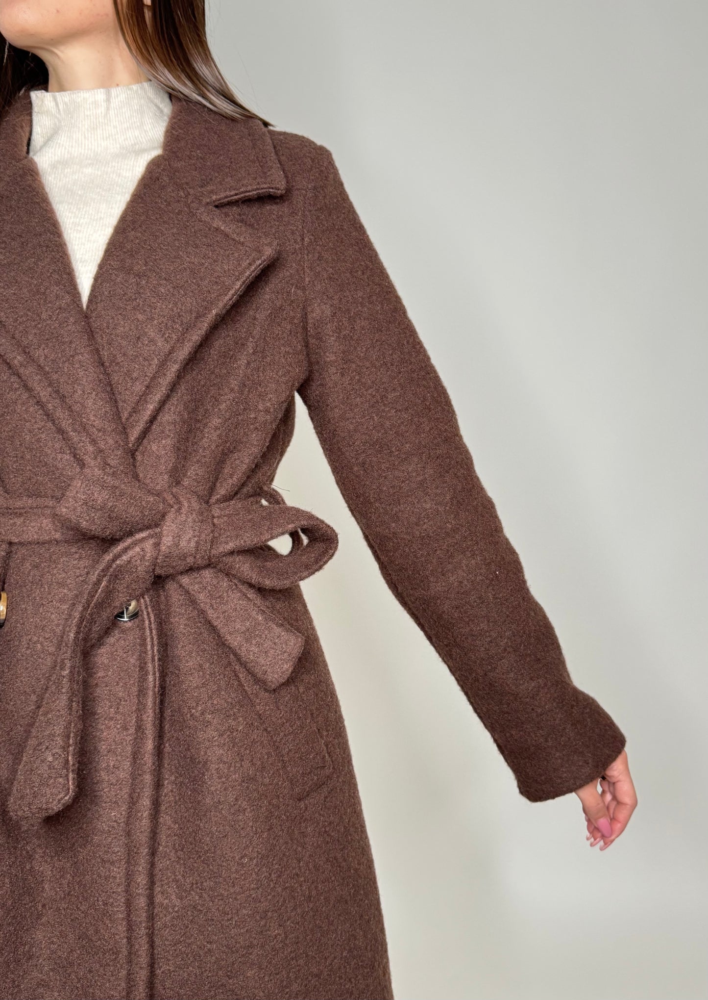 Cappotto doppiopetto in misto lana Moro