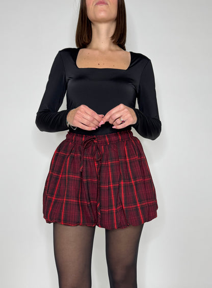 Pantaloncino fantasia scozzese a palloncino base rossa