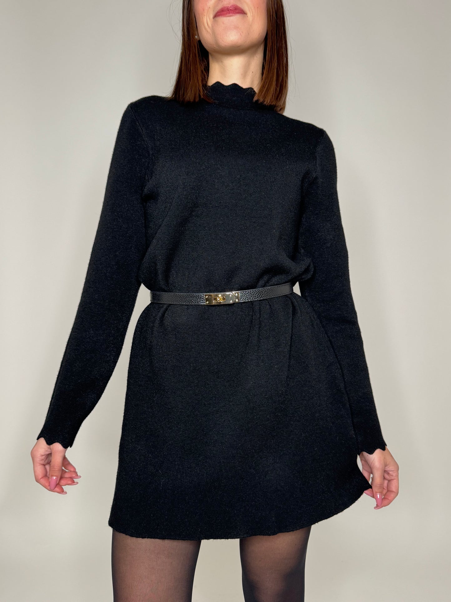 Abito in calda viscosa Zigzag Nero