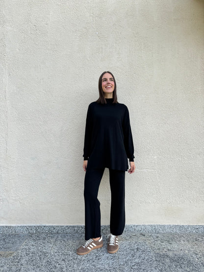 Completo in maglia mezzo collo Nero
