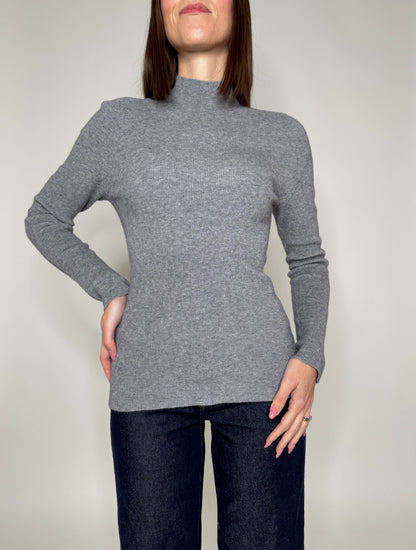 Maglia mezzo collo in misto lana e viscosa Grigio