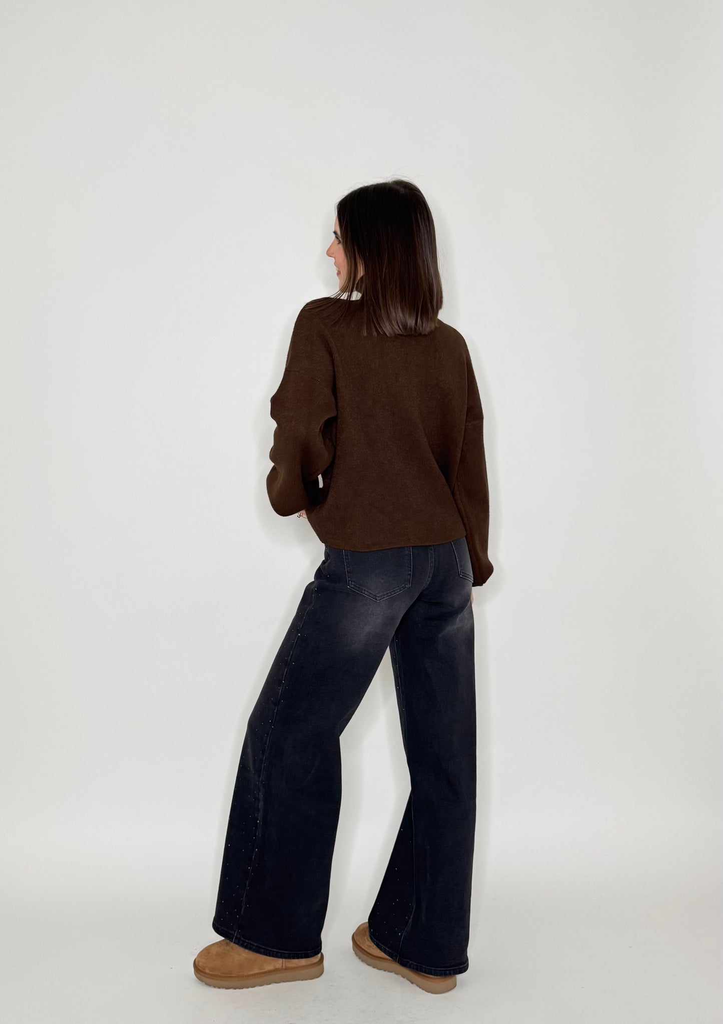 Pull Letizia mezzo collo in calda viscosa Ciccolato