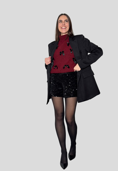 Shorts micro Paillettes Nero