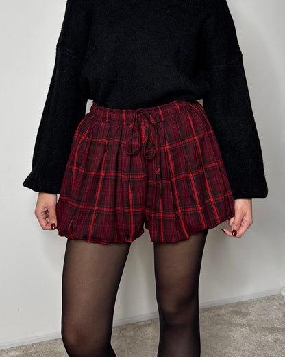 Pantaloncino fantasia scozzese a palloncino base rossa