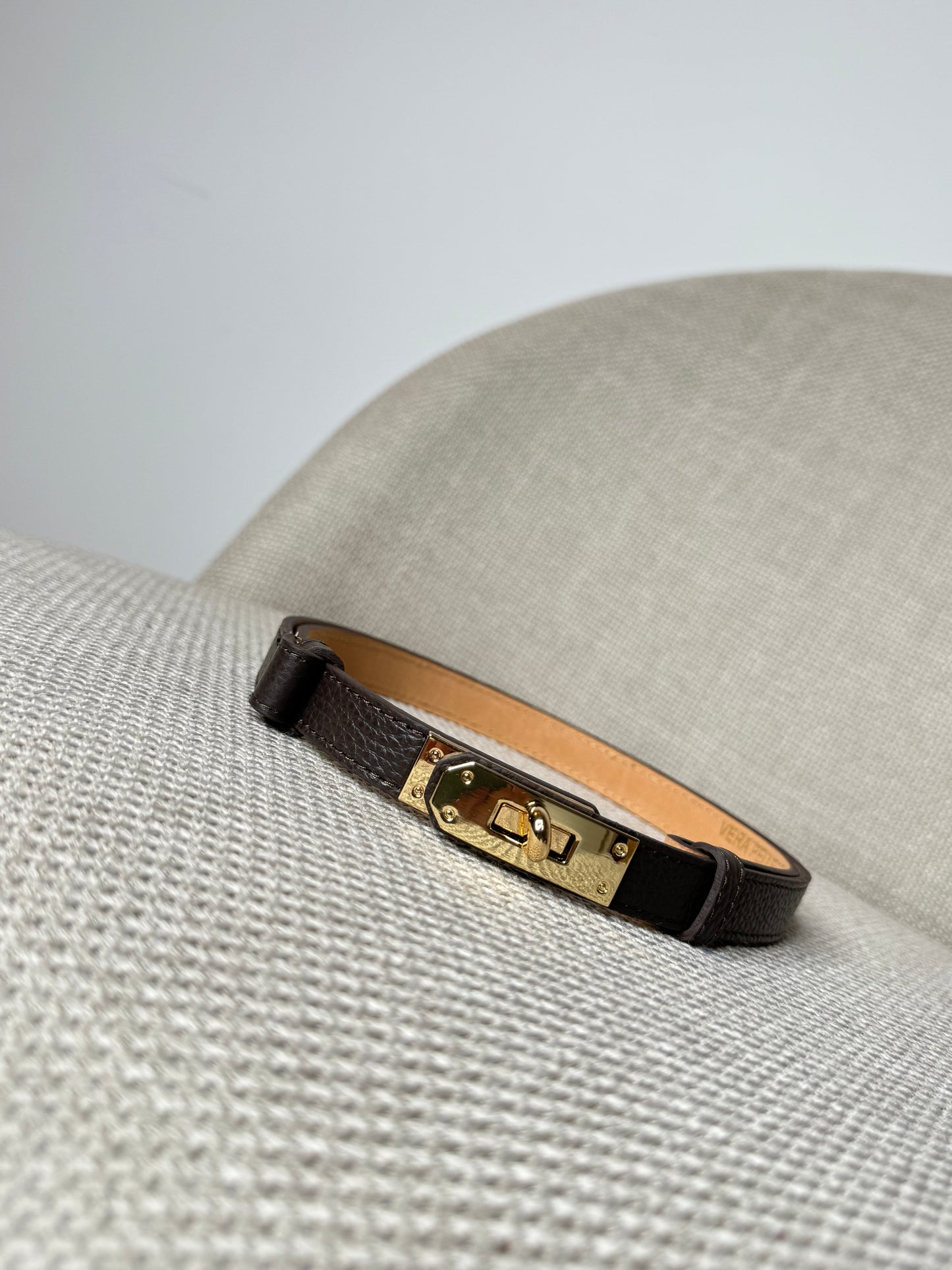 Cintura vera pelle martellata regolabile stile Hermes Testa Di Moro 2cm