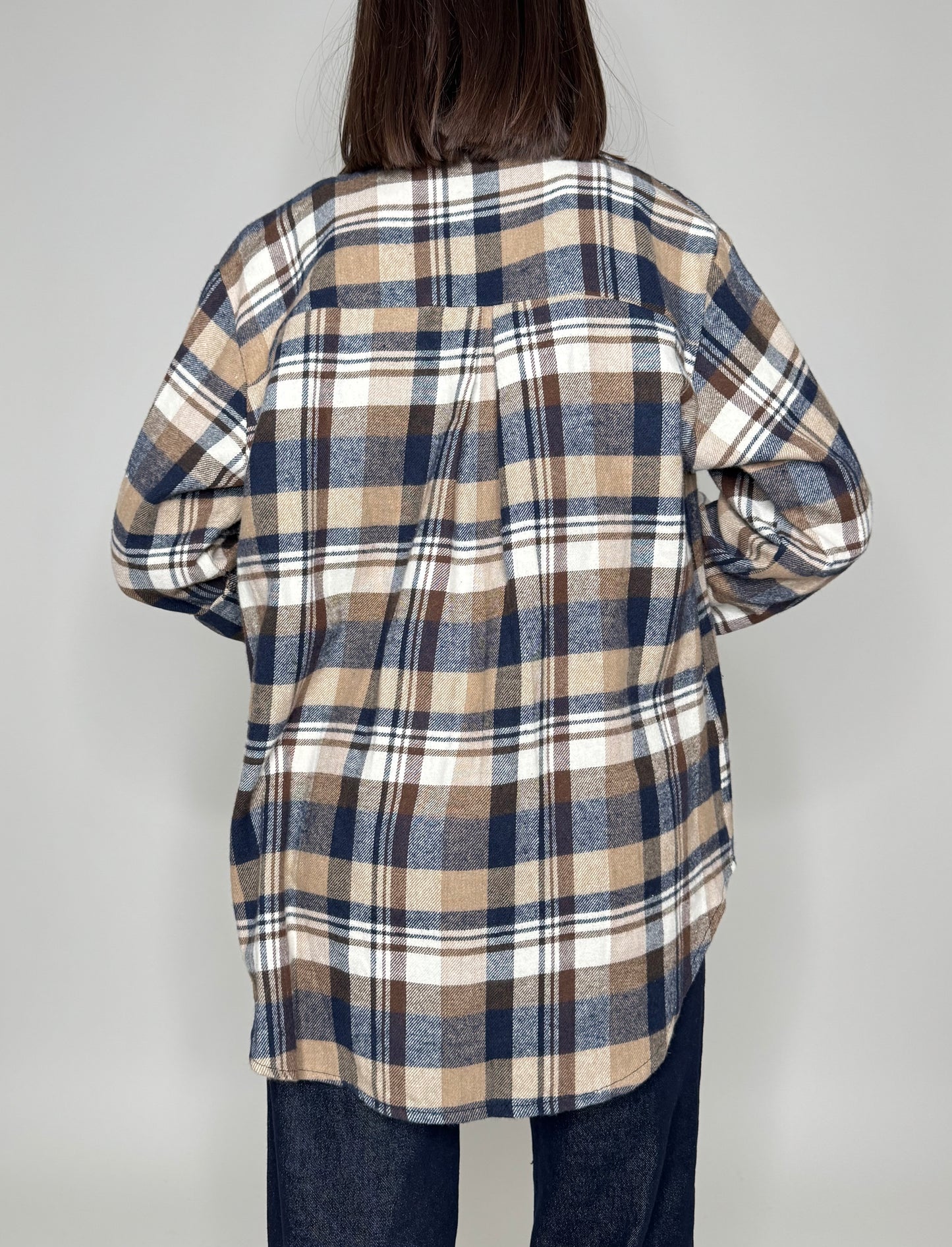 Camicia check in flanella blu/coffe