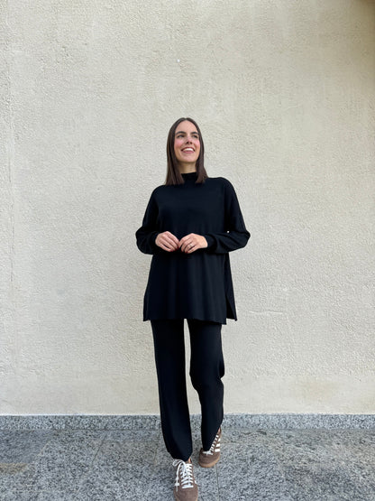 Completo in maglia mezzo collo Nero