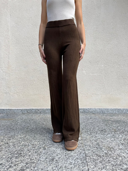 Completo in maglia scollo a v Cioccolato