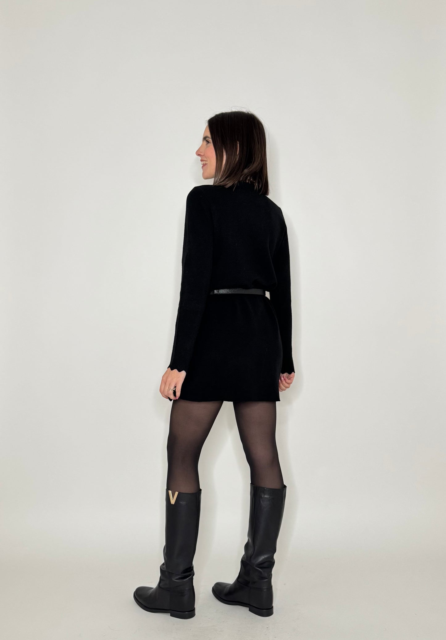 Abito in calda viscosa Zigzag Nero