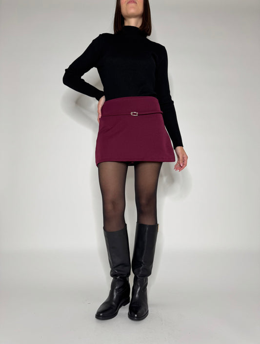 Gonna pantalone Borgogna con cintura