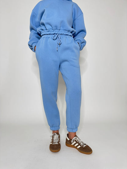 Tuta crop in cotone felpato Celeste