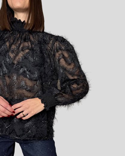 Camicia fru fru lurex Nero