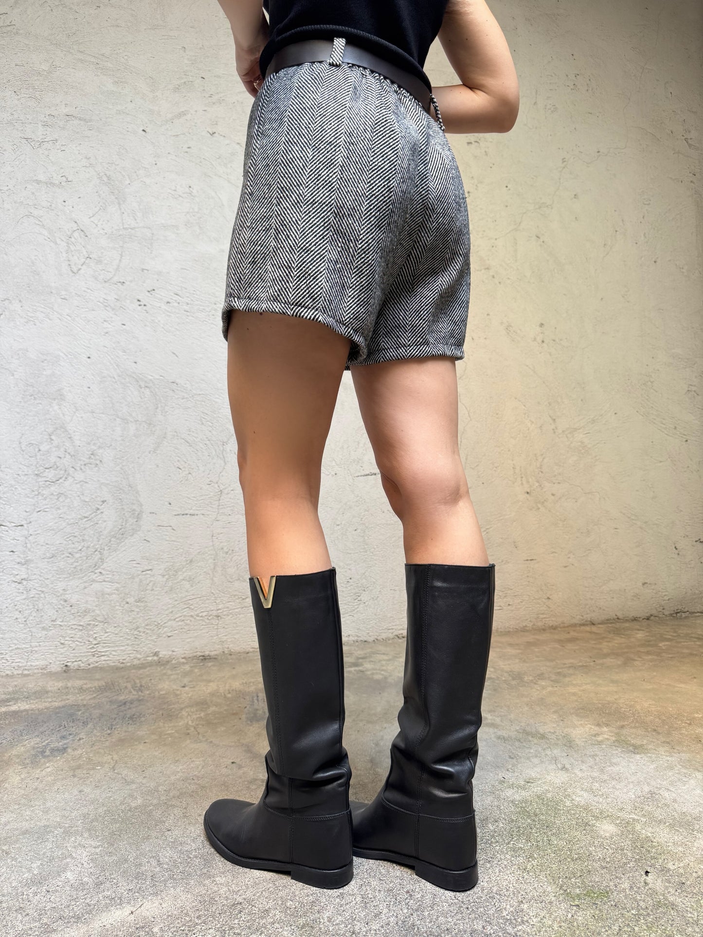 Shorts spigato misto lana