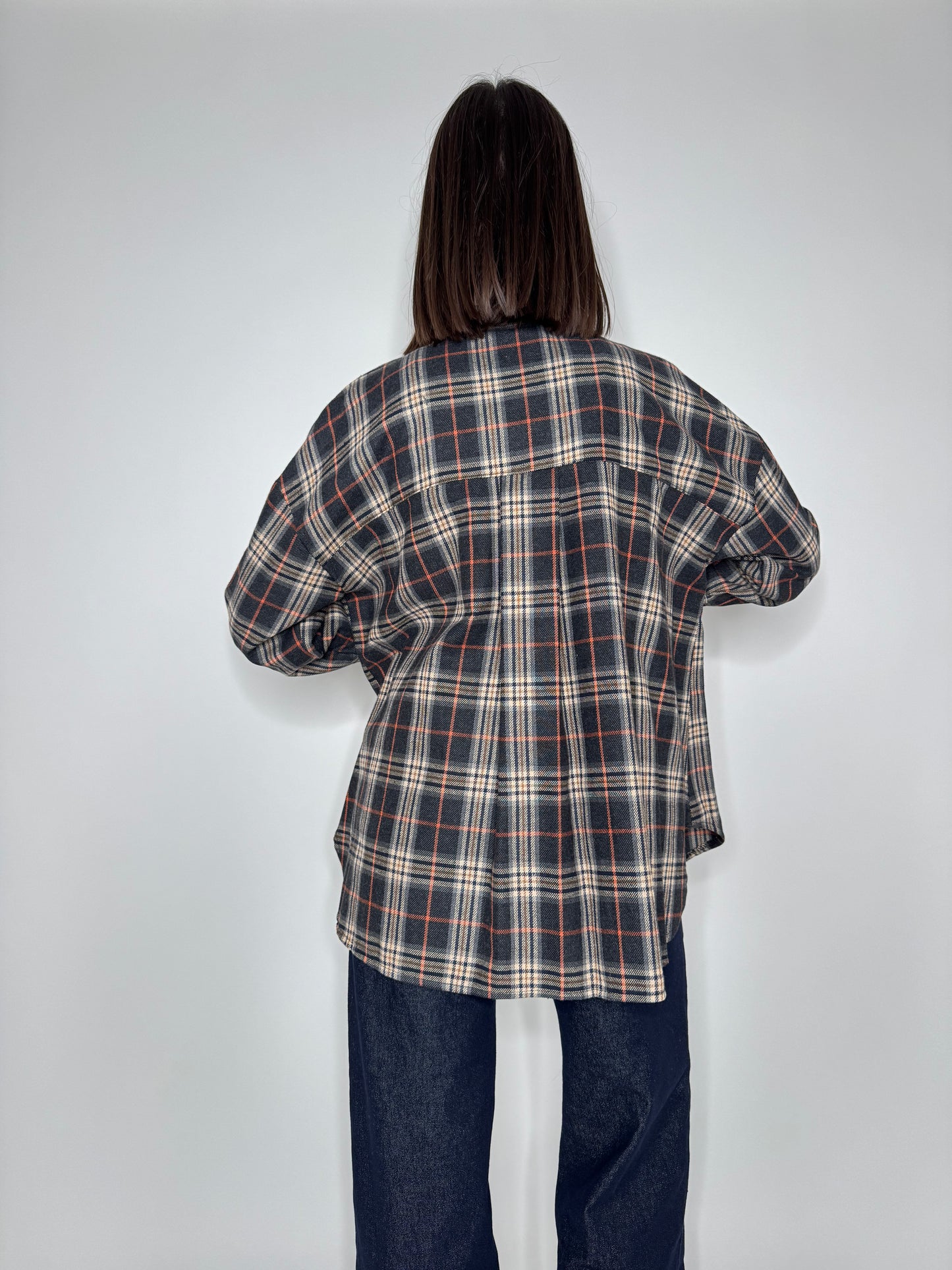 Camicia fantasia check base nero