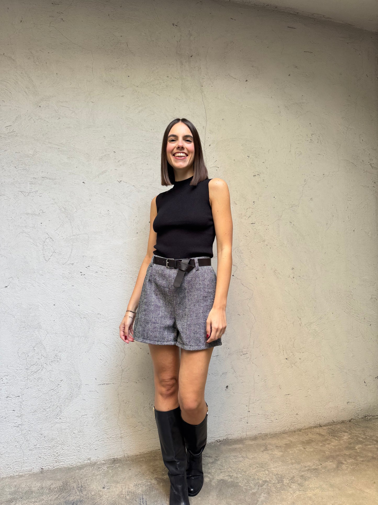 Shorts spigato misto lana