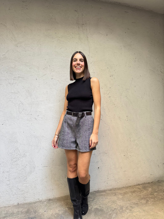 Shorts spigato misto lana