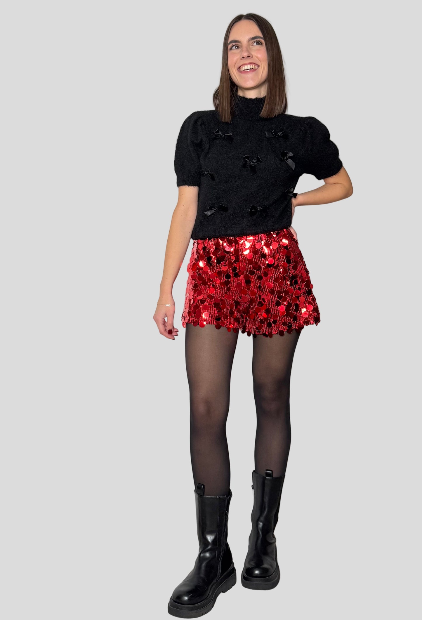 Shorts Paillettes Rosso