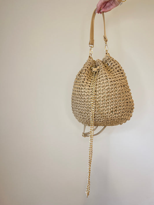 Borsa Zaino in Paglia Intrecciata