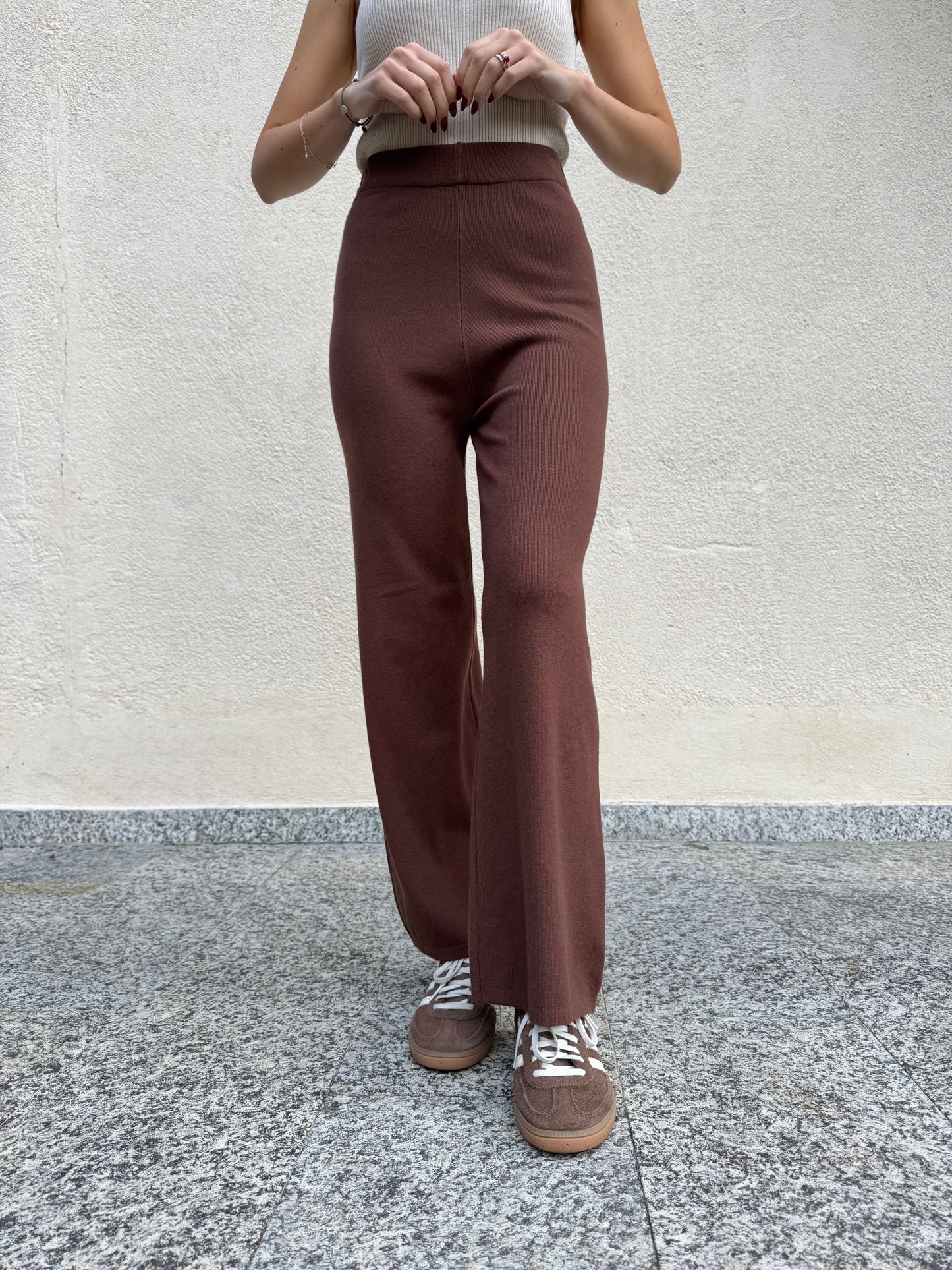 Completo in maglia mezzo collo Cioccolato