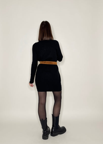 Abito calda viscosa collo alto morbido Nero