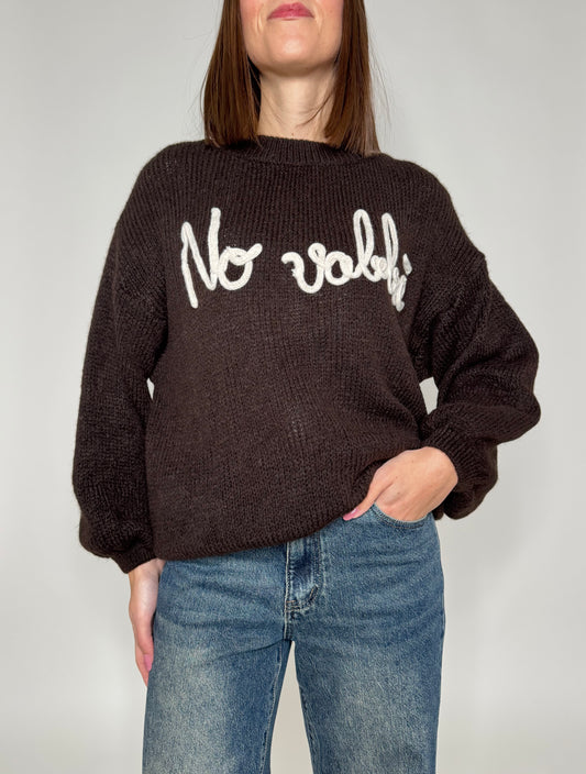Pullover in misto alpaca e viscosa No Vabbé Cioccolato