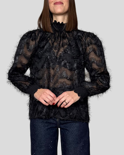Camicia fru fru lurex Nero