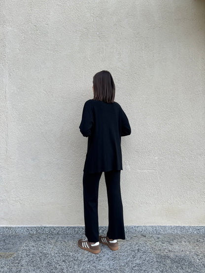 Completo in maglia mezzo collo Nero