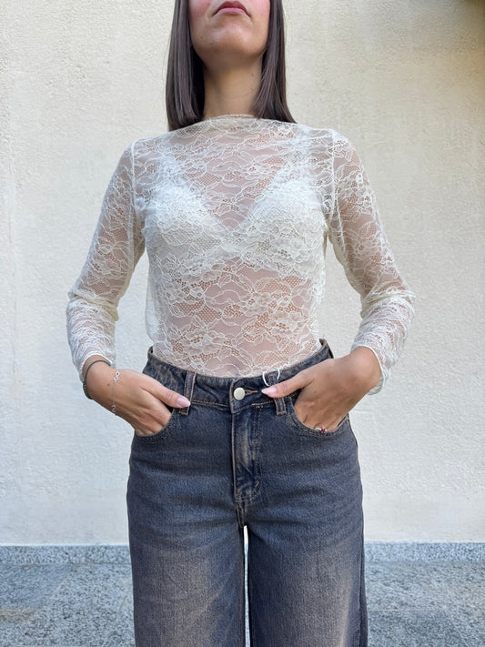 Maglia pizzo Panna