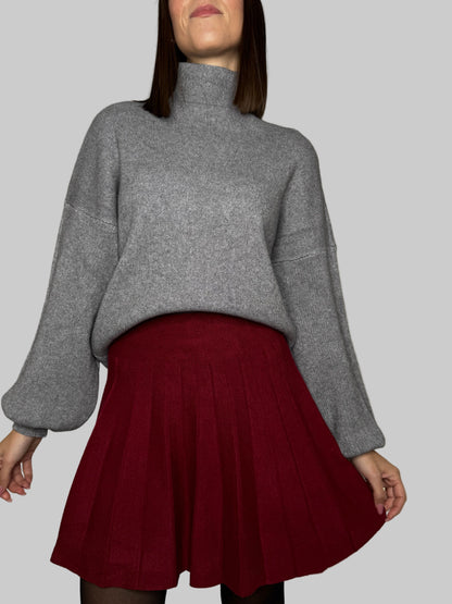 Gonna a pieghe in calda viscosa Bordeaux