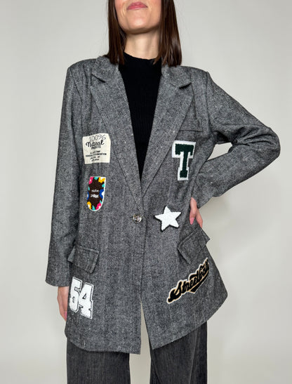 Giacca cappotto con patch Grigio