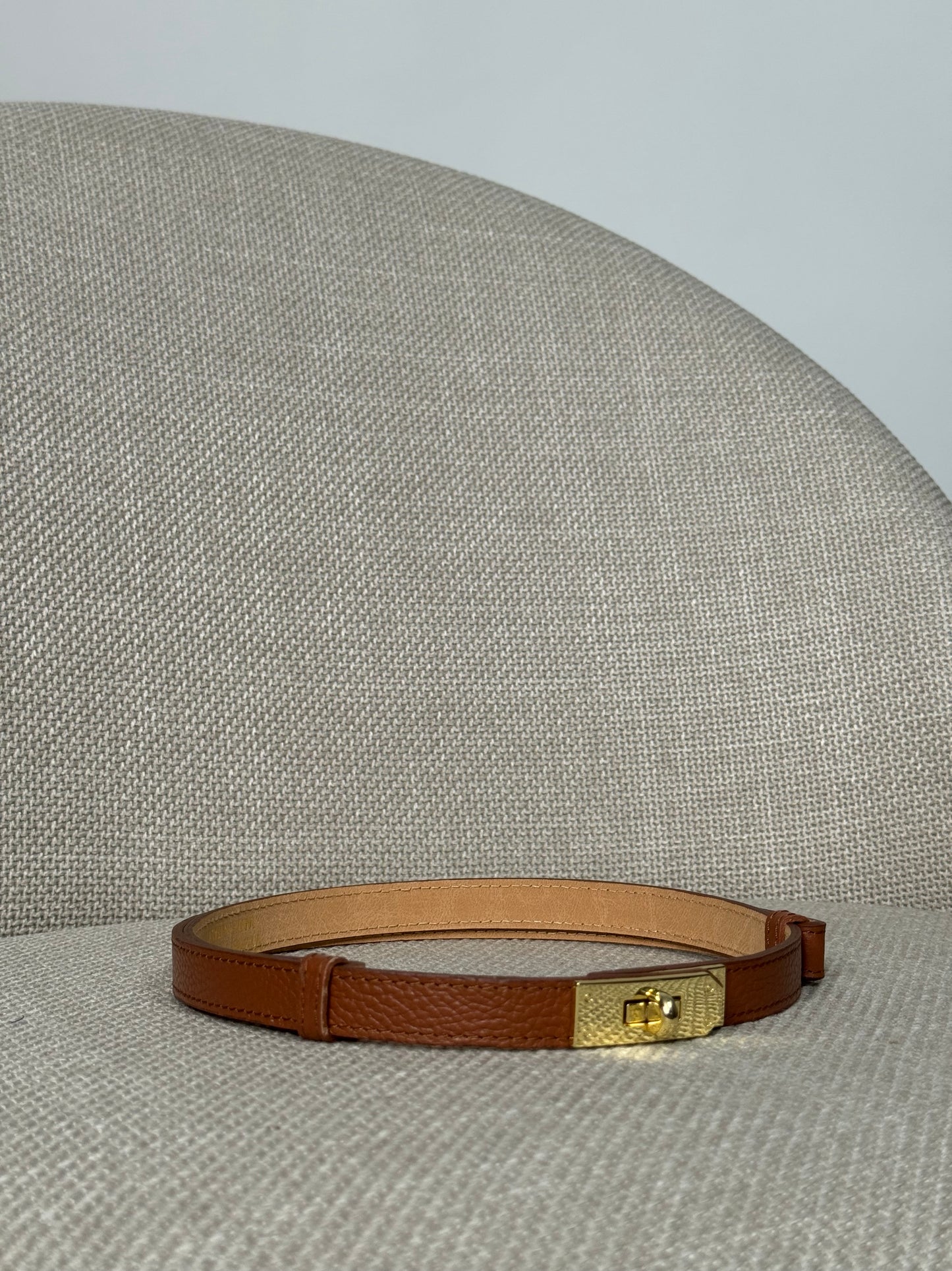 Cintura vera pelle martellata regolabile stile Hermes cuoio 2cm