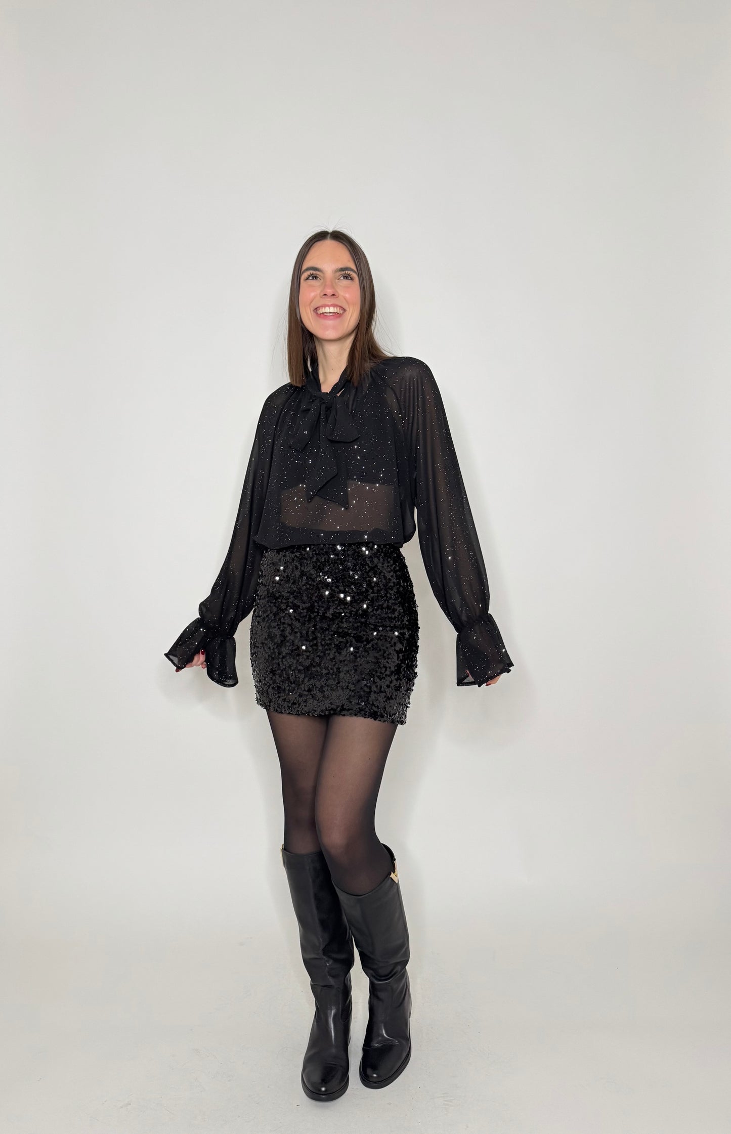 Gonna mini pailletes nero