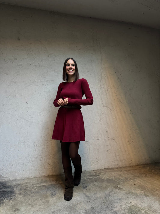 Abito Nina in calda viscosa Bordeaux
